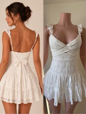 Lace Ruffle Mini Dress